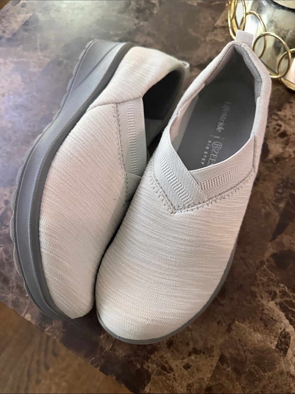 Bzees Slip-On Loafers — Light Gray